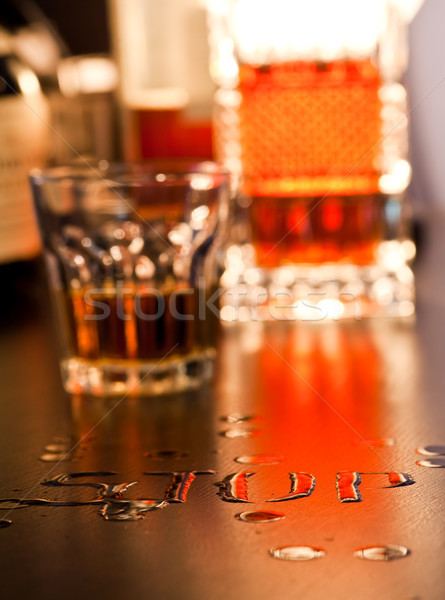 Stop szó írott whiskey asztal sekély Stock fotó © naumoid