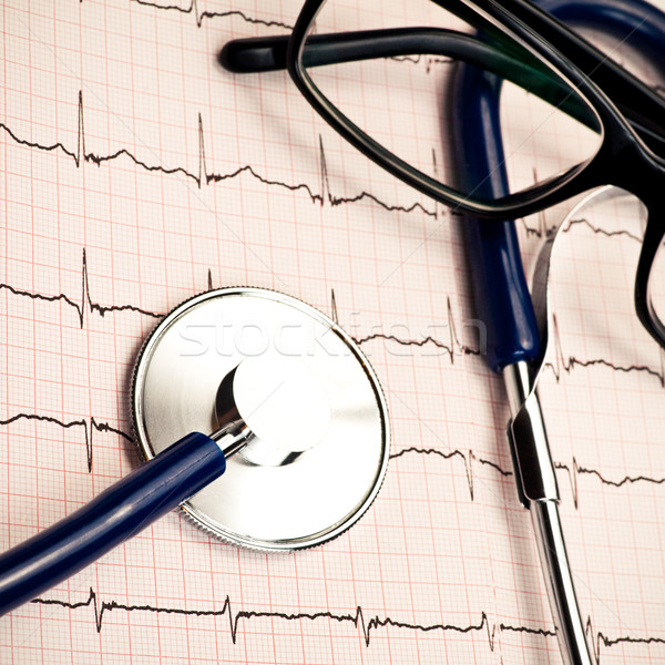 стетоскоп кардиограмма очки диаграмма медицина Сток-фото © naumoid