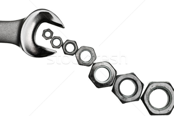 Wrench with nuts Stock photo © naumoid