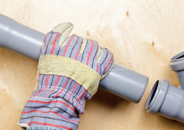 Eaux usées installation plombiers main gant [[stock_photo]] © naumoid