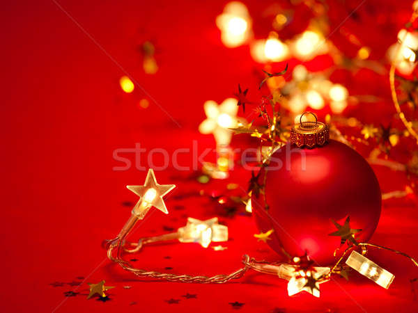 Christmas decoratie Rood snuisterij lichten ondiep Stockfoto © naumoid