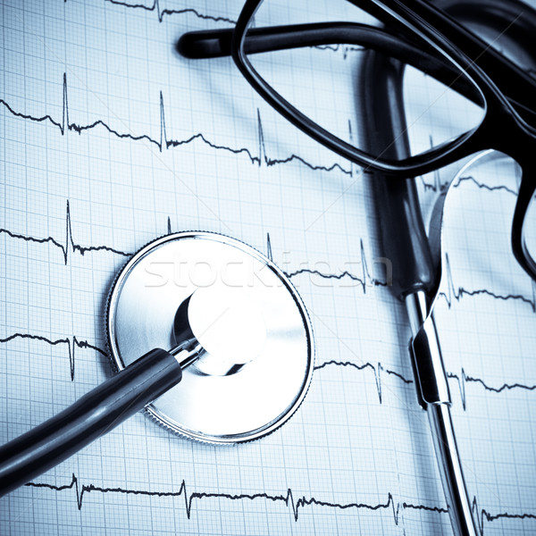 стетоскоп кардиограмма очки диаграмма синий Сток-фото © naumoid