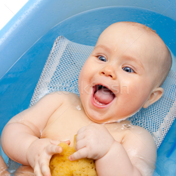 Boldog fürdik kicsi kislány jókedv száj Stock fotó © naumoid