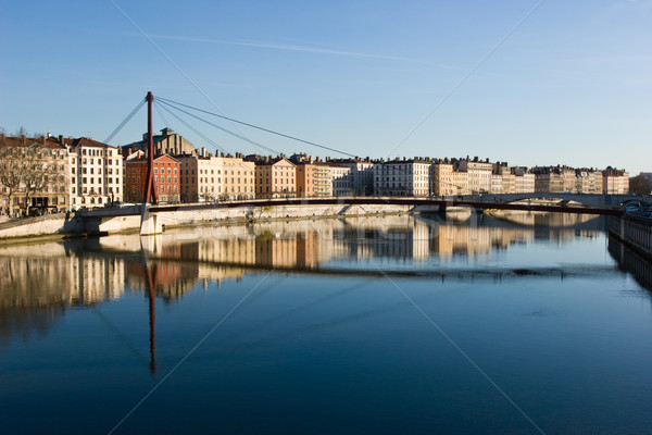 Lyon stadsgezicht bank rivier stad hemel Stockfoto © naumoid