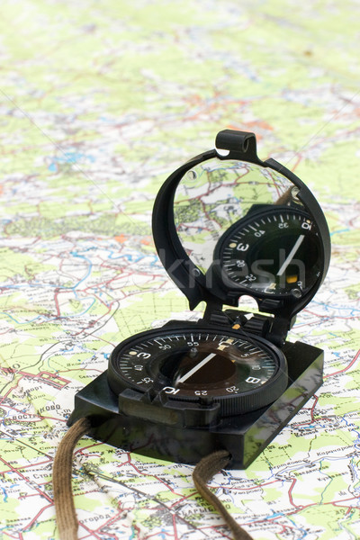 Kompas kaart navigatie reizen verloren persoonlijke Stockfoto © naumoid