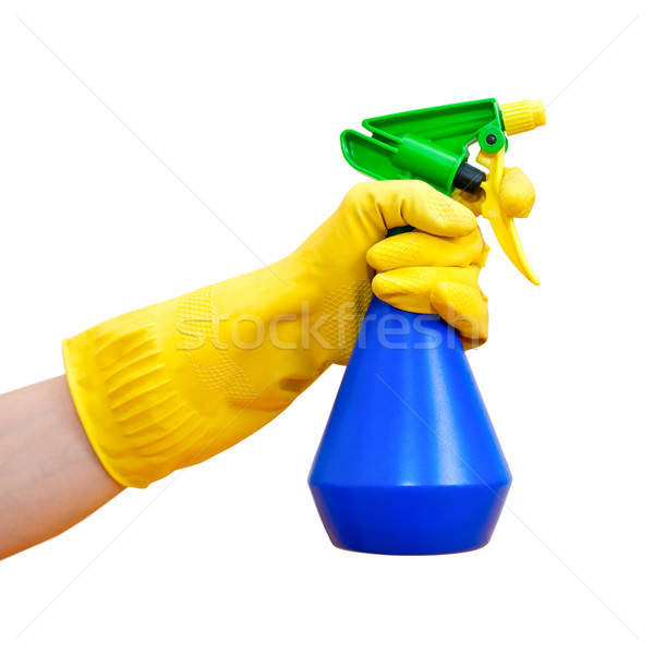 Main spray bouteille jaune gant [[stock_photo]] © naumoid