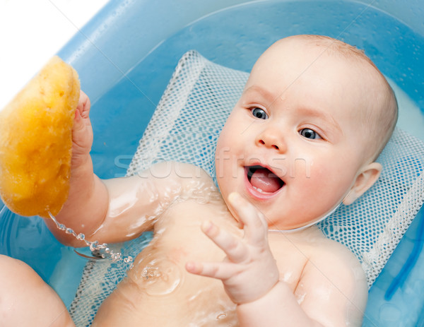 嬰兒 洗澡 小 海綿 快樂 商業照片 © naumoid