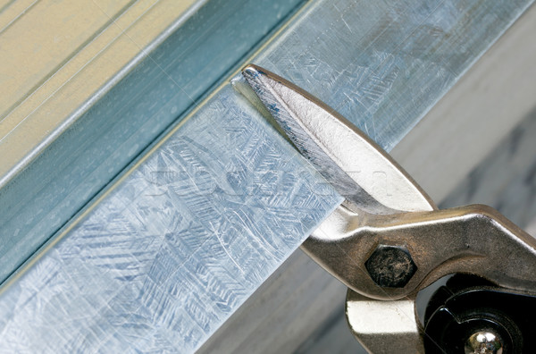 Fém vág acél konzervdoboz ház épület Stock fotó © naumoid