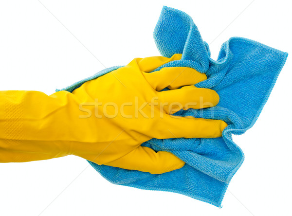 Ménage main jaune gant bleu maison [[stock_photo]] © naumoid