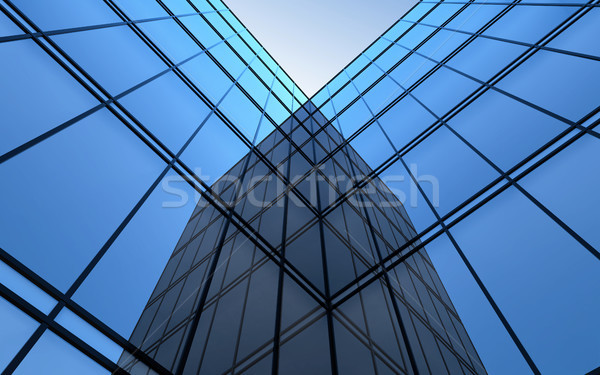 Sticlă fatada cer ilustrare 3d oraş fereastră Imagine de stoc © nav