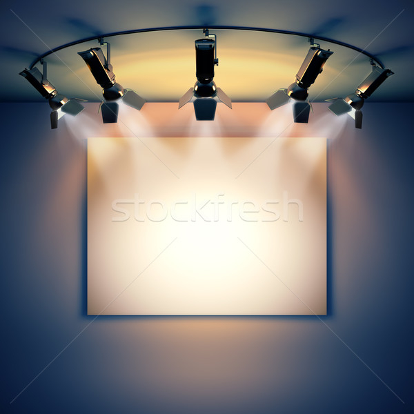 Empty picture illuminated by spotlights. Stock photo © nav