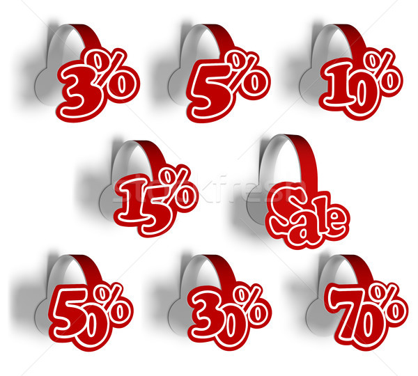 Stock photo: Set of stickers percent for sale.