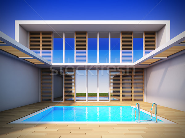 Modern casă minimalist stil ilustrare 3d constructii Imagine de stoc © nav