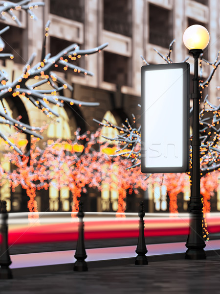 Blank template layout billboard at christmas illuminated street. Stock photo © nav