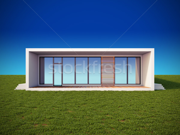 Modern casă minimalist stil ilustrare 3d constructii Imagine de stoc © nav