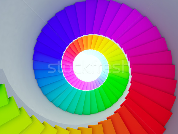 Colorat spirală treaptă viitor ilustrare 3d casă Imagine de stoc © nav