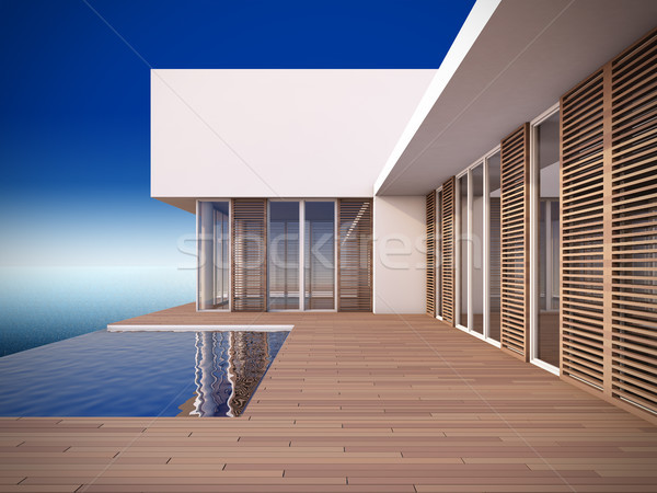 Modern ház minimalista stílus 3d illusztráció épület Stock fotó © nav