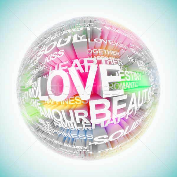 Planetă dragoste ilustrare 3d colorat sferă cuvinte Imagine de stoc © nav