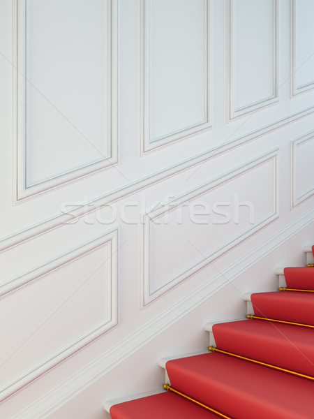 A classical staircase with a red carpet. Stock photo © nav