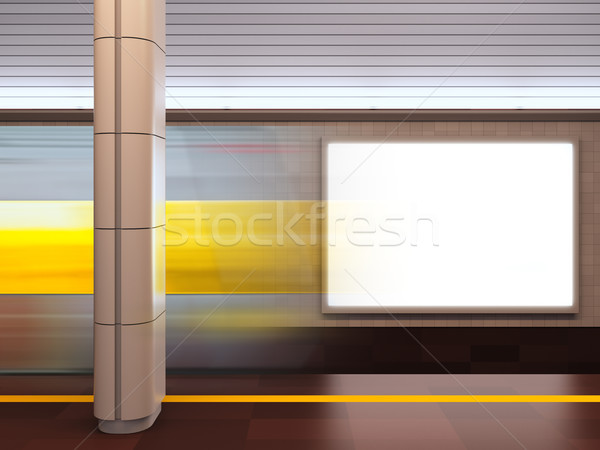 Billboard U-Bahn Station 3D-Darstellung Vorlage Stadt Stock foto © nav