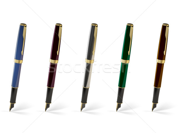 Five Ink Pens isolated on white background Stock photo © nav