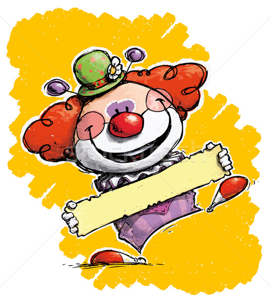 Clown Holding a Label Stock photo © nazlisart
