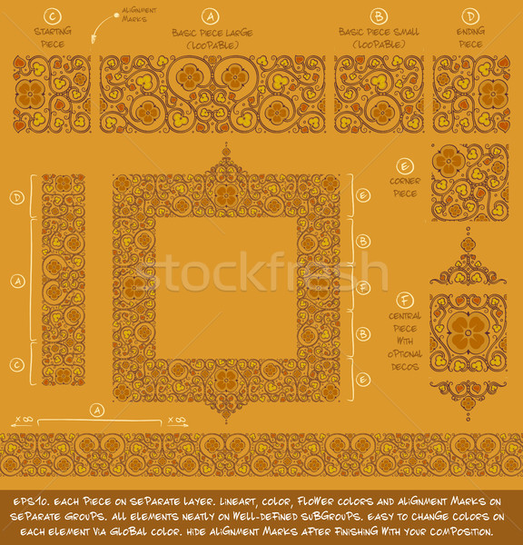 Flower Decorative Ornaments Building Kit - Ochre Stock photo © nazlisart