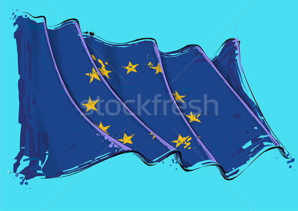 European Union Artistic Brush Stroke Waving Flag Stock photo © nazlisart