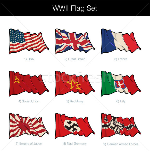World War Two Waving Flag Set Stock photo © nazlisart