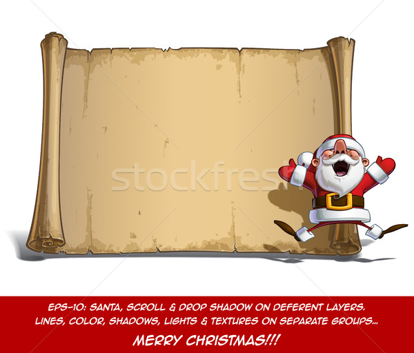 Happy Santa Scroll - Jumping in ecstasy with Open Hands Stock photo © nazlisart