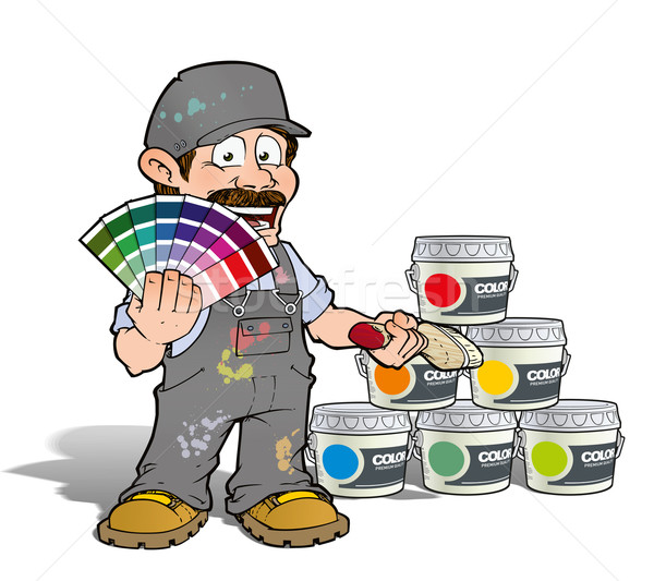 Handwerker Farbe Ernte Maler Grau Karikatur Stock Foto C Nazlisart Stockfresh