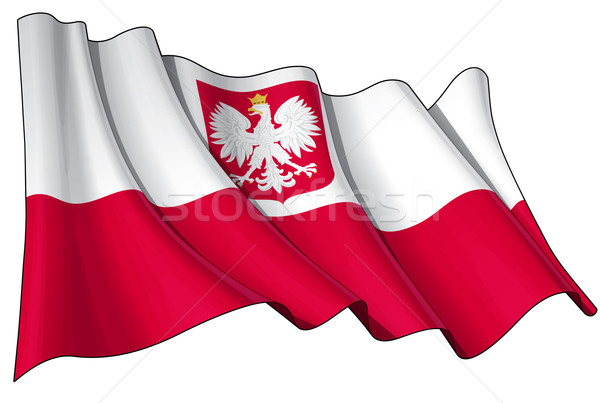 Stock fotó: Zászló · illusztráció · integet · sas · címer · piros