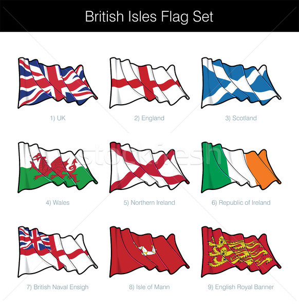 British Isles Waving Flag Set Stock photo © nazlisart