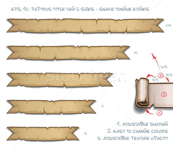 Stock photo: Papyrus Tittle Tag Five Sizes - Snake Tongue Edges