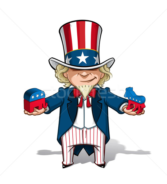 Oncle républicain démocratique vecteur cartoon illustration [[stock_photo]] © nazlisart