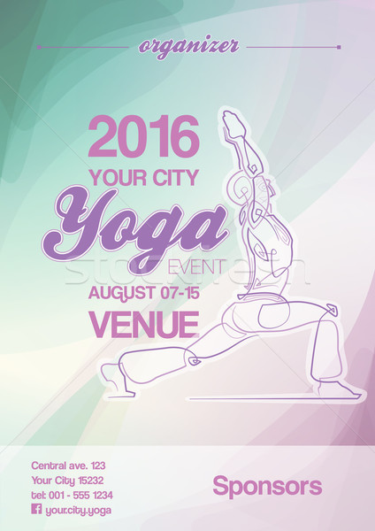 Yoga Event Poster Blue-Green & Purple Stock photo © nazlisart