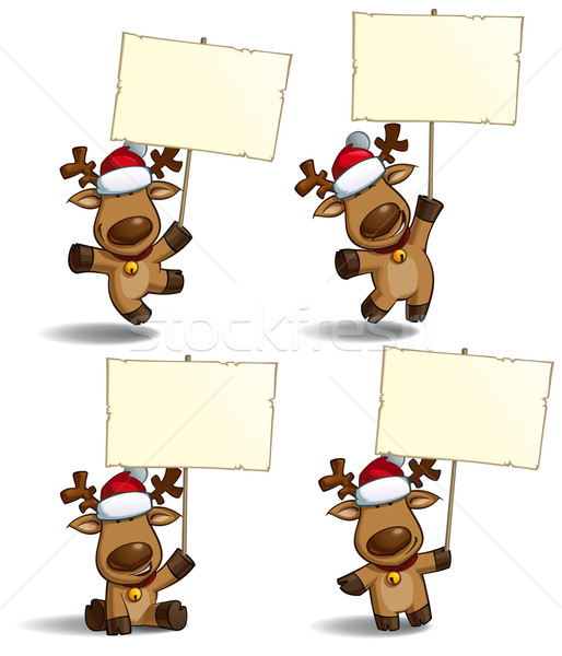 Christmas Elks Placard Stock photo © nazlisart