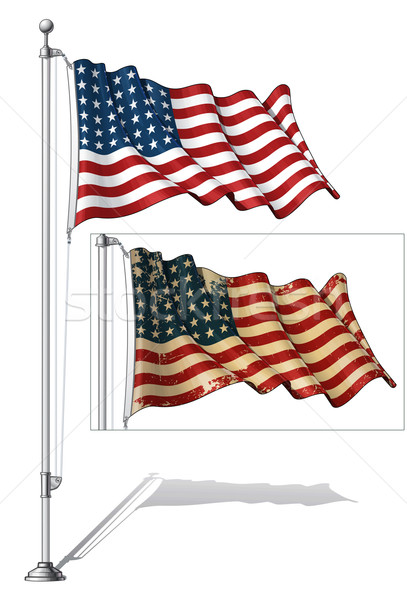 Stock photo: Flag Pole US Flag WWI-WWII (48 stars)