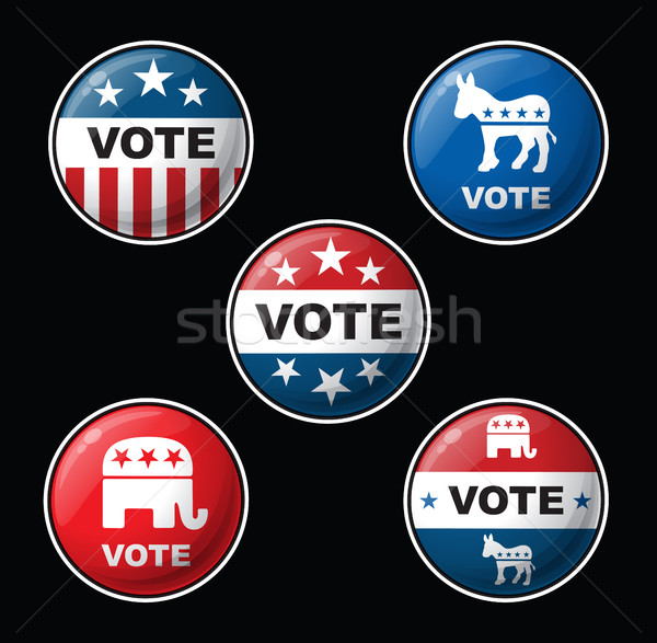 Głosowania odznaki amerykański republikański demokratyczny strony Zdjęcia stock © nazlisart