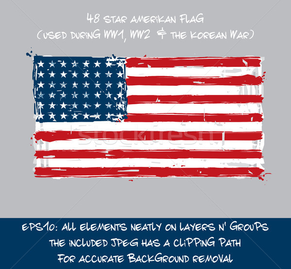 48 Star American Flag Flat - Artistic Brush Strokes and Splashes Stock photo © nazlisart