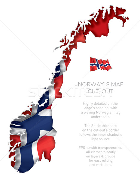 Norway Map Cut-Out with Waving Flag Stock photo © nazlisart