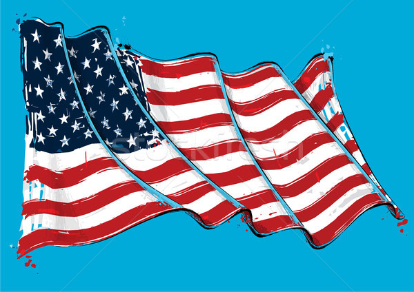 Stockfoto: Amerikaanse · artistiek · borstel · vlag · vector