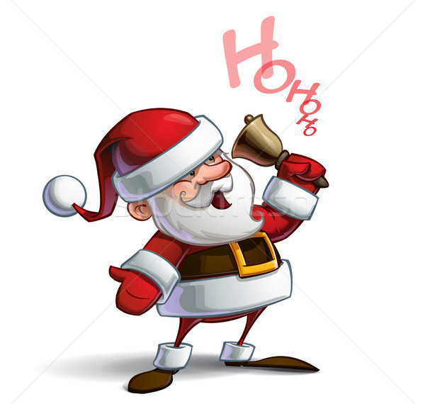 快樂 聖誕老人 漫畫 微笑 聖誕老人 鐘 商業照片 © nazlisart