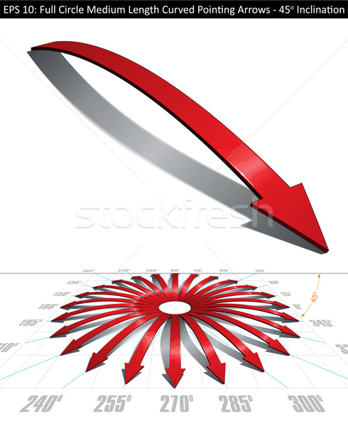 Full Circle Medium Length Curved Pointing Arrows Set - 45 Degree Stock photo © nazlisart