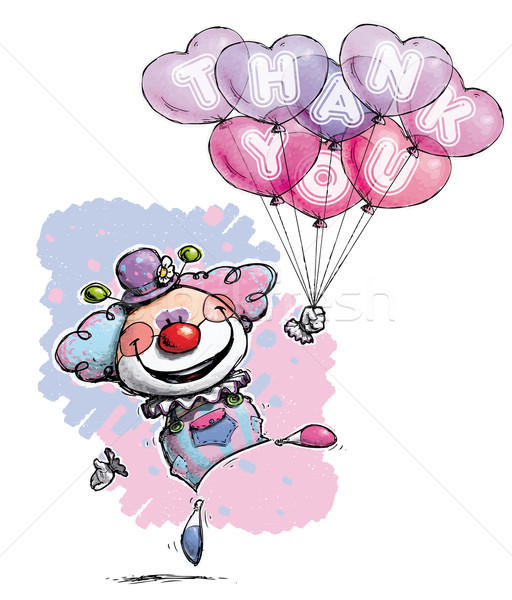 Clown with Heart Balloons Saying Thank You Stock photo © nazlisart