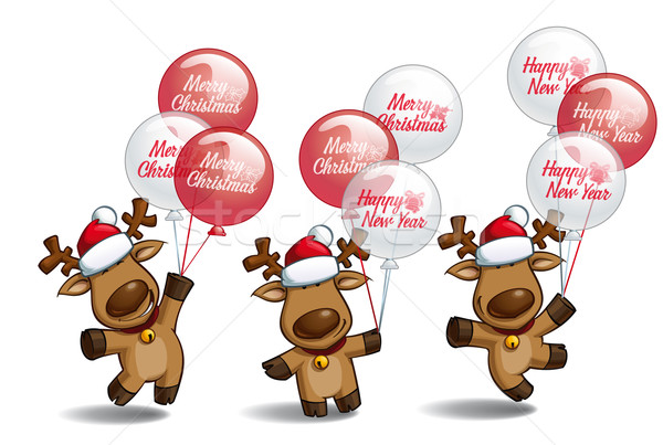 Christmas Elks Balloons Stock photo © nazlisart