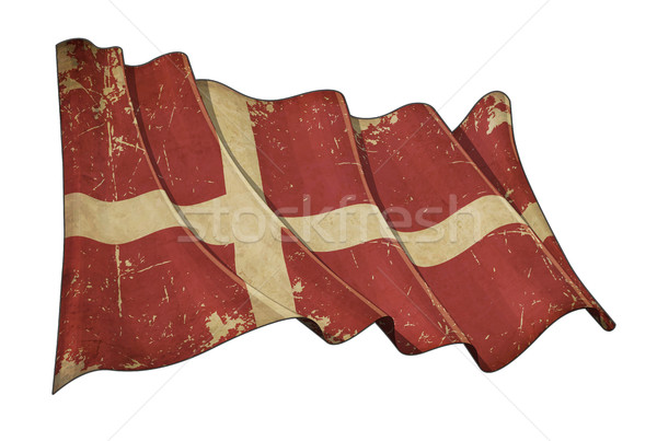 Danish Aged Scratched Flag Stock photo © nazlisart