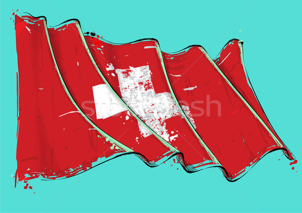 Swiss Artistic Brush Stroke Waving Flag Stock photo © nazlisart