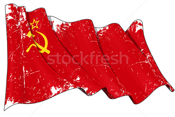 Sowjetischen Union Flagge Illustration beschädigt Stock foto © nazlisart