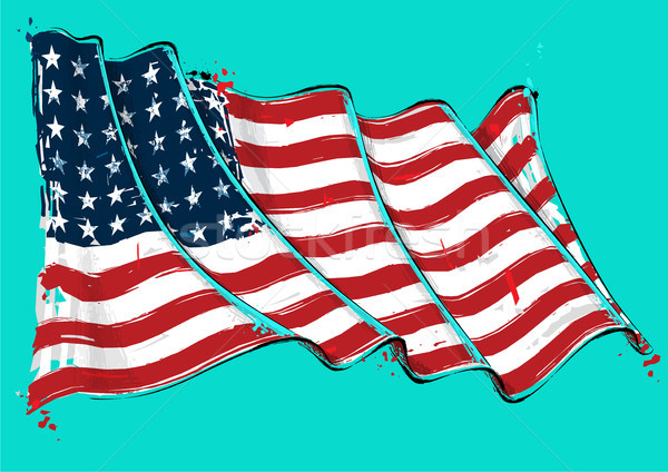 American 48 Star Artistic Brush Stroke Waving Flag Stock photo © nazlisart